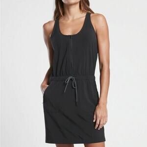 Athleta Expedition Skort Sleeveless Dress Zip Up Romper Built in Shorts Black